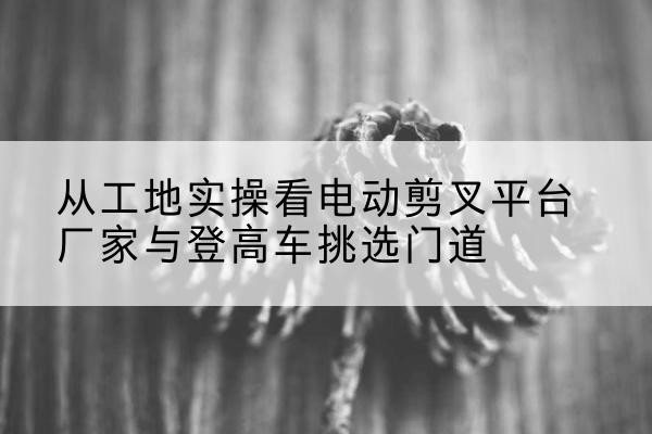 陵水电动剪叉升降平台厂家-从工地实操看电动剪叉平台厂家与登高车挑选门道